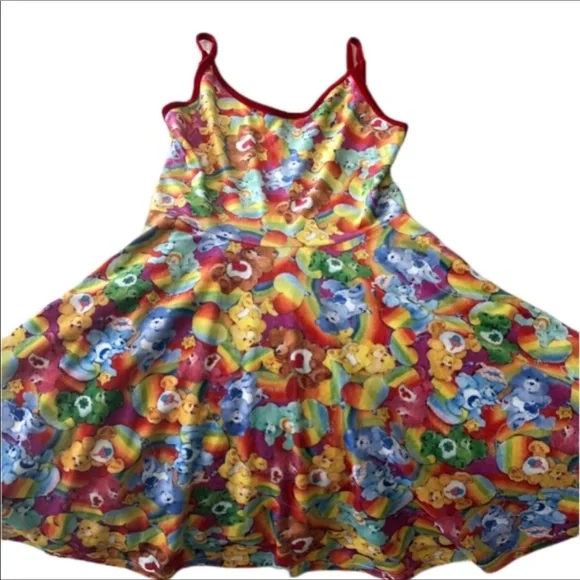 🎀✨🎀 Iron Fist & CARE-BEARS collab Flirty Velvet fit & flare Twirl Dress NWT - Picture 3 of 12